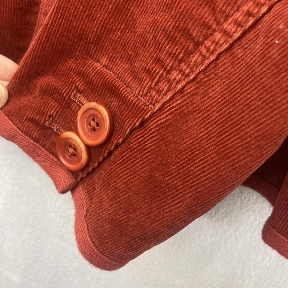 LL Bean Corduroy Jacket Womens Medium Petite PM Pockets Button Up Red Fall - Picture 11 of 16